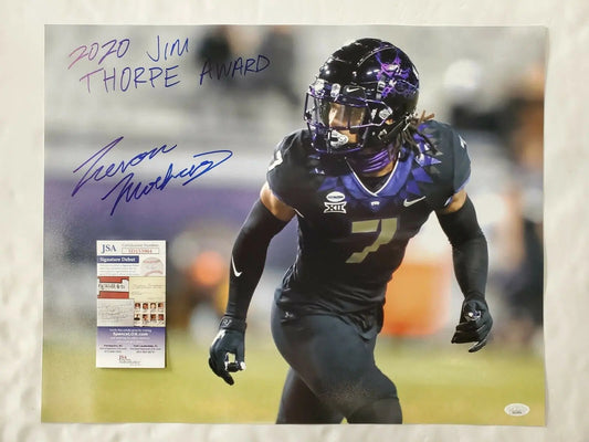 MVP Authentics Tcu Horned Frogs Tre'von Moehrig Autographed Inscribed 16X20 Photo Jsa Coa 116.10 sports jersey framing , jersey framing