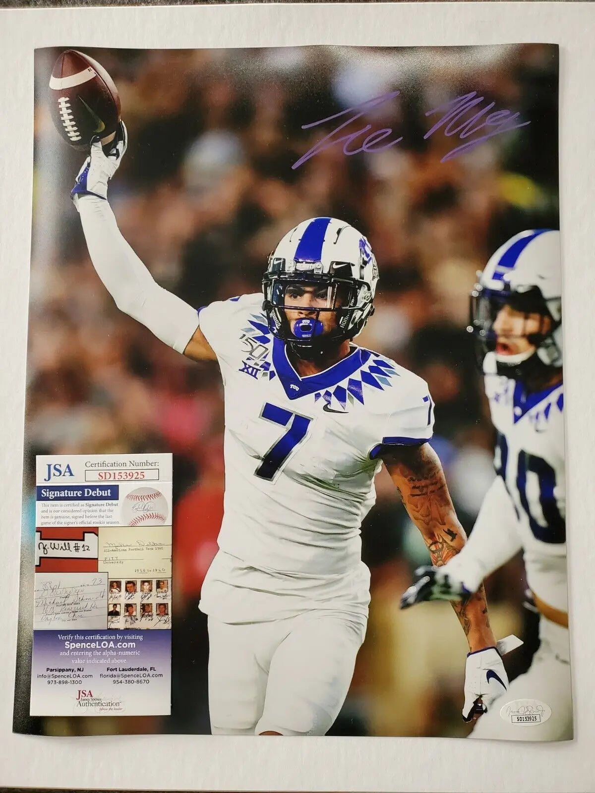 MVP Authentics Tcu Horned Frogs Tre'von Moehrig Autographed Signed 11X14 Photo Jsa Coa 71.10 sports jersey framing , jersey framing