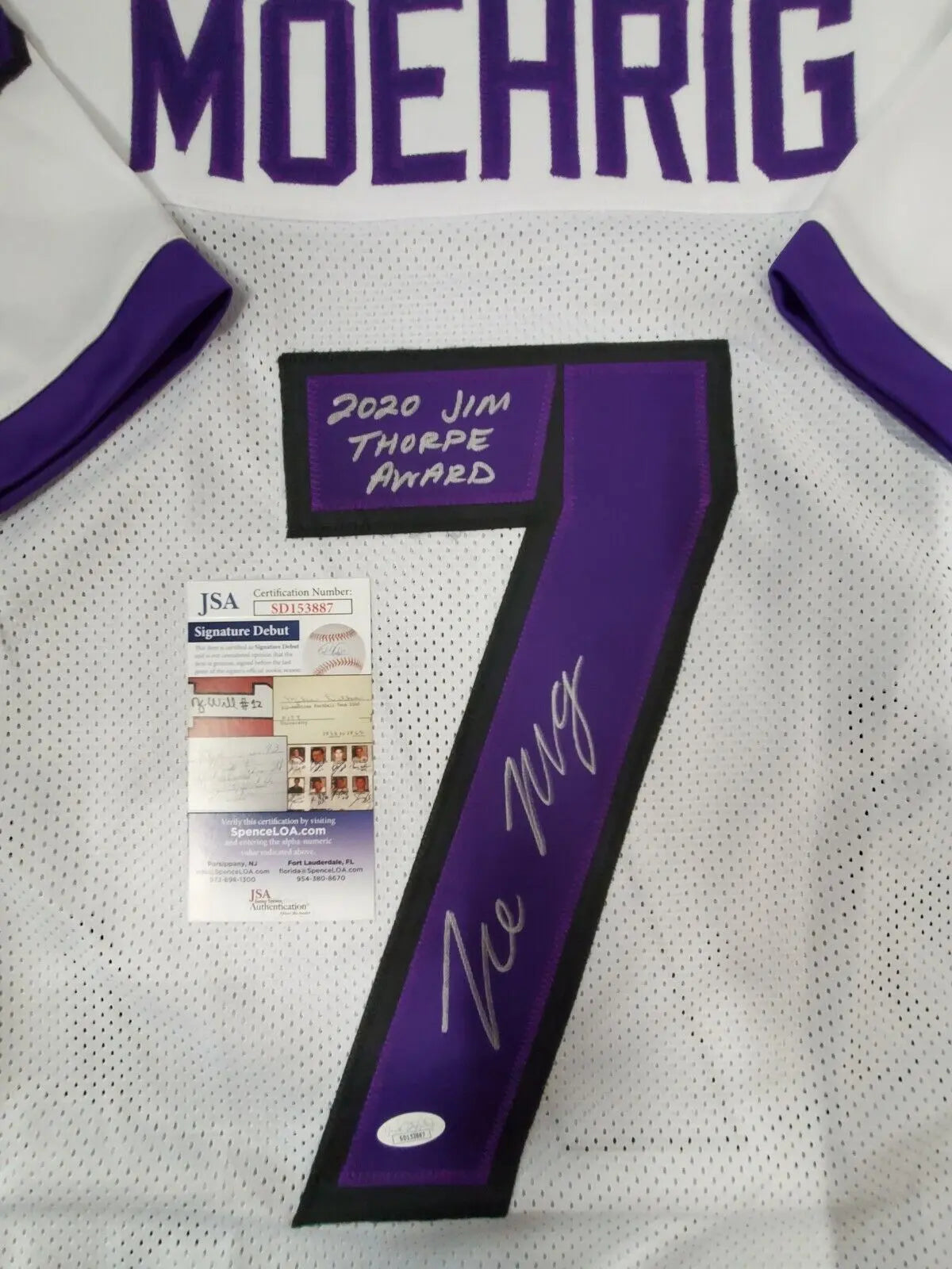 MVP Authentics Tcu Horned Frogs Tre'von Moehrig Autographed Signed Inscribed Jersey Jsa Coa 162 sports jersey framing , jersey framing