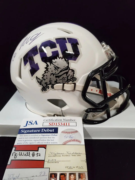 MVP Authentics Tcu Horned Frogs Tre'von Moehrig Autographed Speed Mini Helmet Jsa Coa 121.50 sports jersey framing , jersey framing