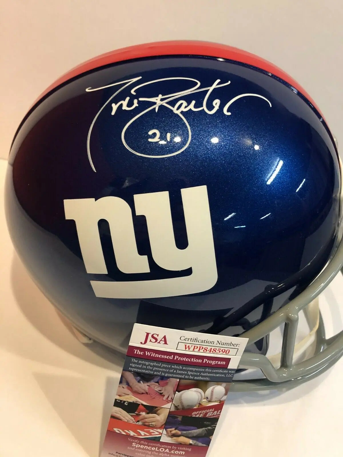 MVP Authentics Tiki Barber Signed Autographed Ny Giants Full Size Replica Helmet Jsa Coa 233.10 sports jersey framing , jersey framing