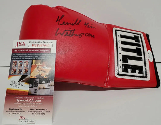 MVP Authentics Tim Witherspoon Autographed Signed Boxing Glove Jsa Coa 98.10 sports jersey framing , jersey framing