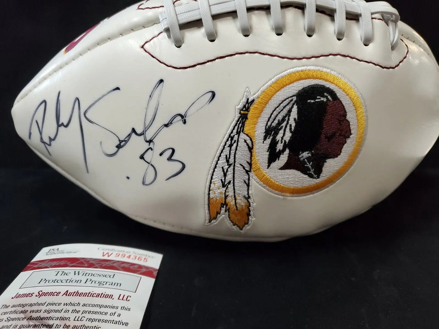 MVP Authentics Washington Football Ricky Sanders Autographed Signed Logo Football Jsa Coa 80.10 sports jersey framing , jersey framing