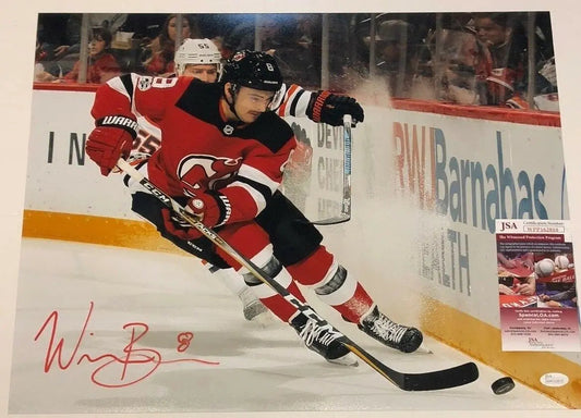 MVP Authentics Will Butcher Autographed Signed New Jersey Devils 16X20 Photo Jsa Coa 54 sports jersey framing , jersey framing