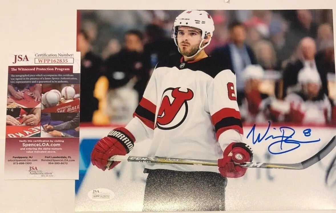 MVP Authentics Will Butcher Autographed Signed New Jersey Devils 8X10 Photo Jsa Coa 36 sports jersey framing , jersey framing