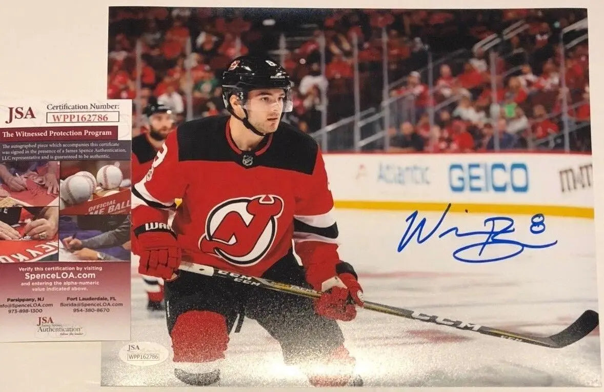 MVP Authentics Will Butcher Autographed Signed New Jersey Devils 8X10 Photo Jsa Coa 36 sports jersey framing , jersey framing
