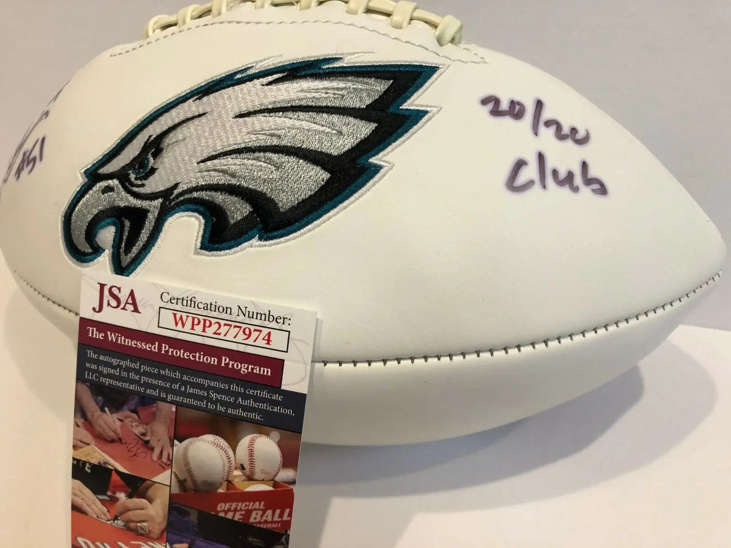 MVP Authentics William Thomas Autographed Signed Insc Philadelphia Eagles Logo Football Jsa Coa 80.10 sports jersey framing , jersey framing