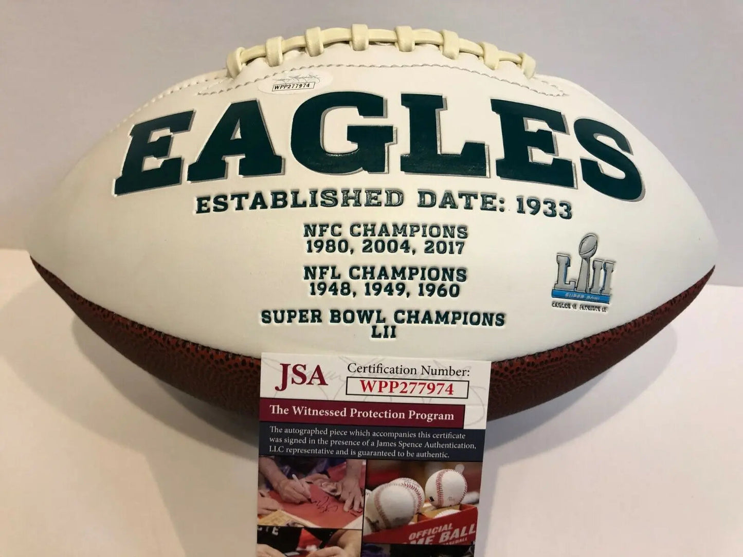 MVP Authentics William Thomas Autographed Signed Insc Philadelphia Eagles Logo Football Jsa Coa 80.10 sports jersey framing , jersey framing