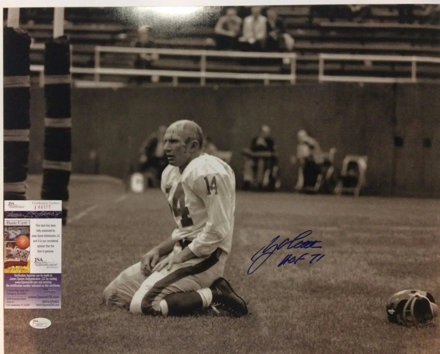 MVP Authentics Y.A. Tittle Autographed Signed Inscribed N.Y. Giants 16X20 Photo Jsa  Coa 54 sports jersey framing , jersey framing