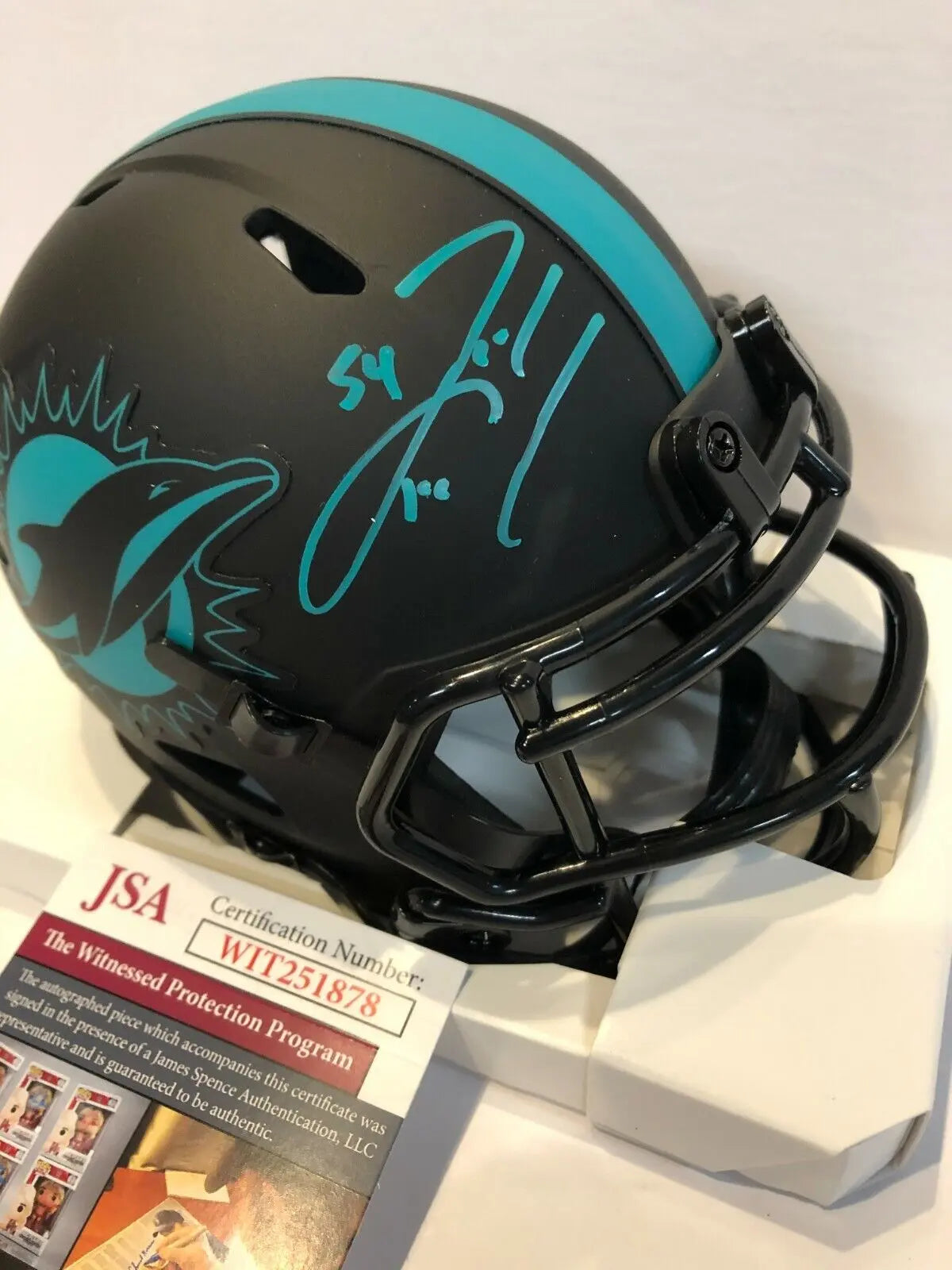 MVP Authentics Zach Thomas Autographed Signed Miami Dolphins Eclipse Mini Helmet Jsa Coa 206.10 sports jersey framing , jersey framing