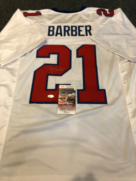 MVP Authentics N.Y. Giants Tiki Barber Autographed Signed Jersey Jsa Coa 107.10 sports jersey framing , jersey framing