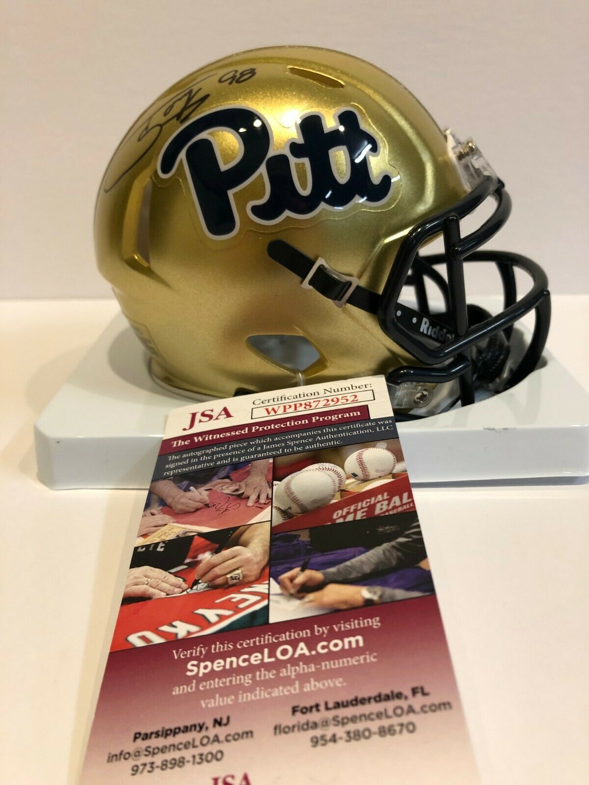 MVP Authentics Tony Siragusa Autographed Signed Pitt Panthers Mini Helmet Jsa Coa 107.10 sports jersey framing , jersey framing