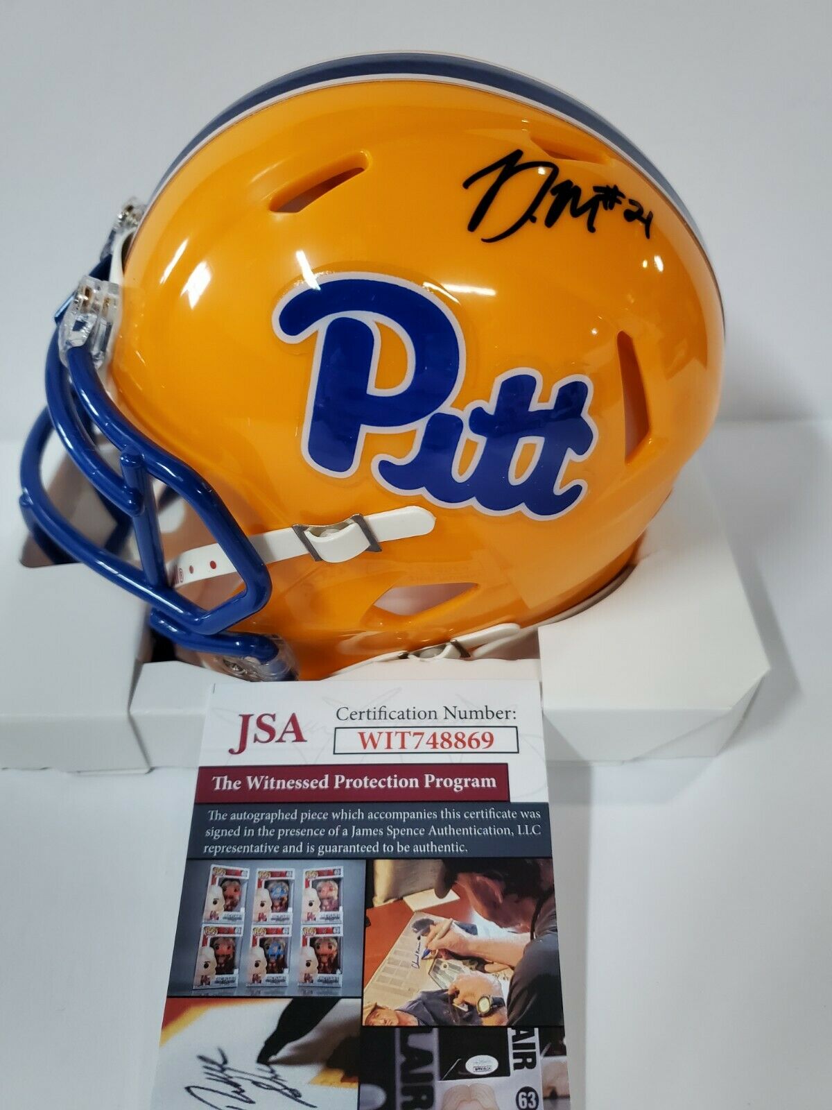 MVP Authentics Pitt Panthers Damarri Mathis Signed Speed Mini Helmet Jsa Coa 45 sports jersey framing , jersey framing