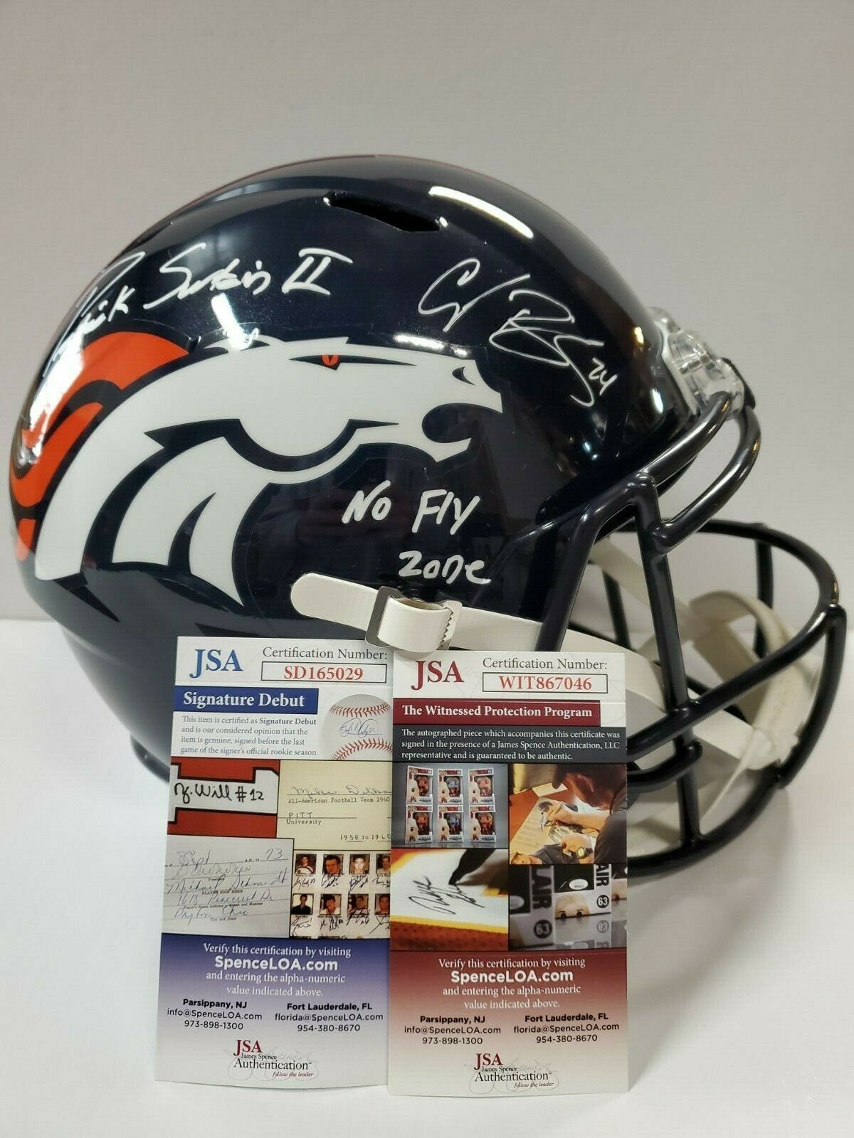 MVP Authentics Denver Broncos Pat Surtain Ii & Champ Bailey Signed F/S Speed Rep Helmet Jsa Coa 629.10 sports jersey framing , jersey framing