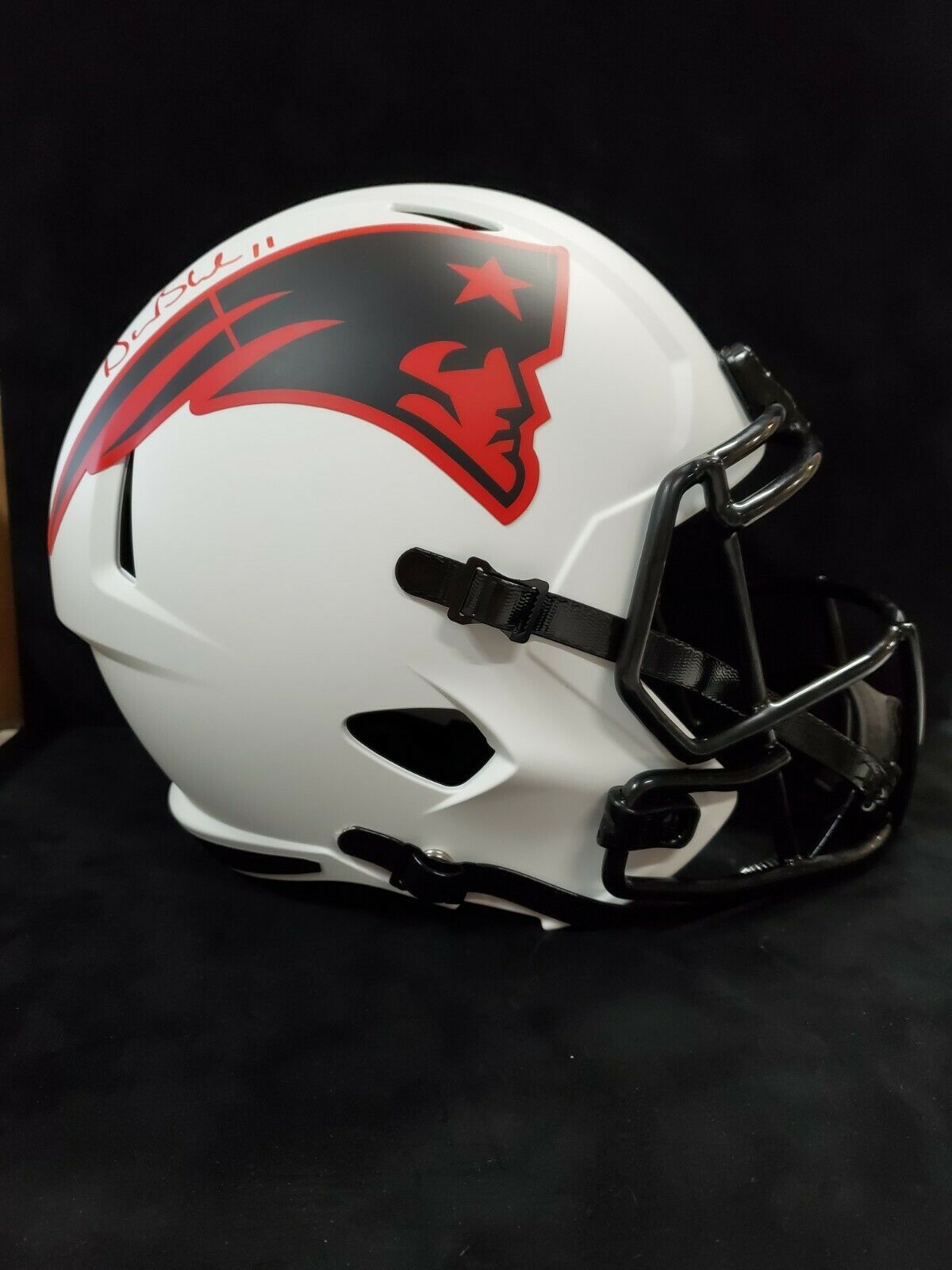 MVP Authentics New England Patriots Drew Bledsoe Signed Lunar Eclipse Full Sz Helmet Bas Holo 315 sports jersey framing , jersey framing