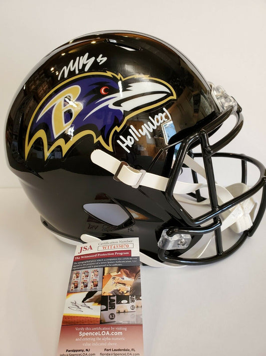MVP Authentics Marquise Brown Signed Baltimore Ravens Full Size Speed Replica Helmet Jsa Coa 314.10 sports jersey framing , jersey framing