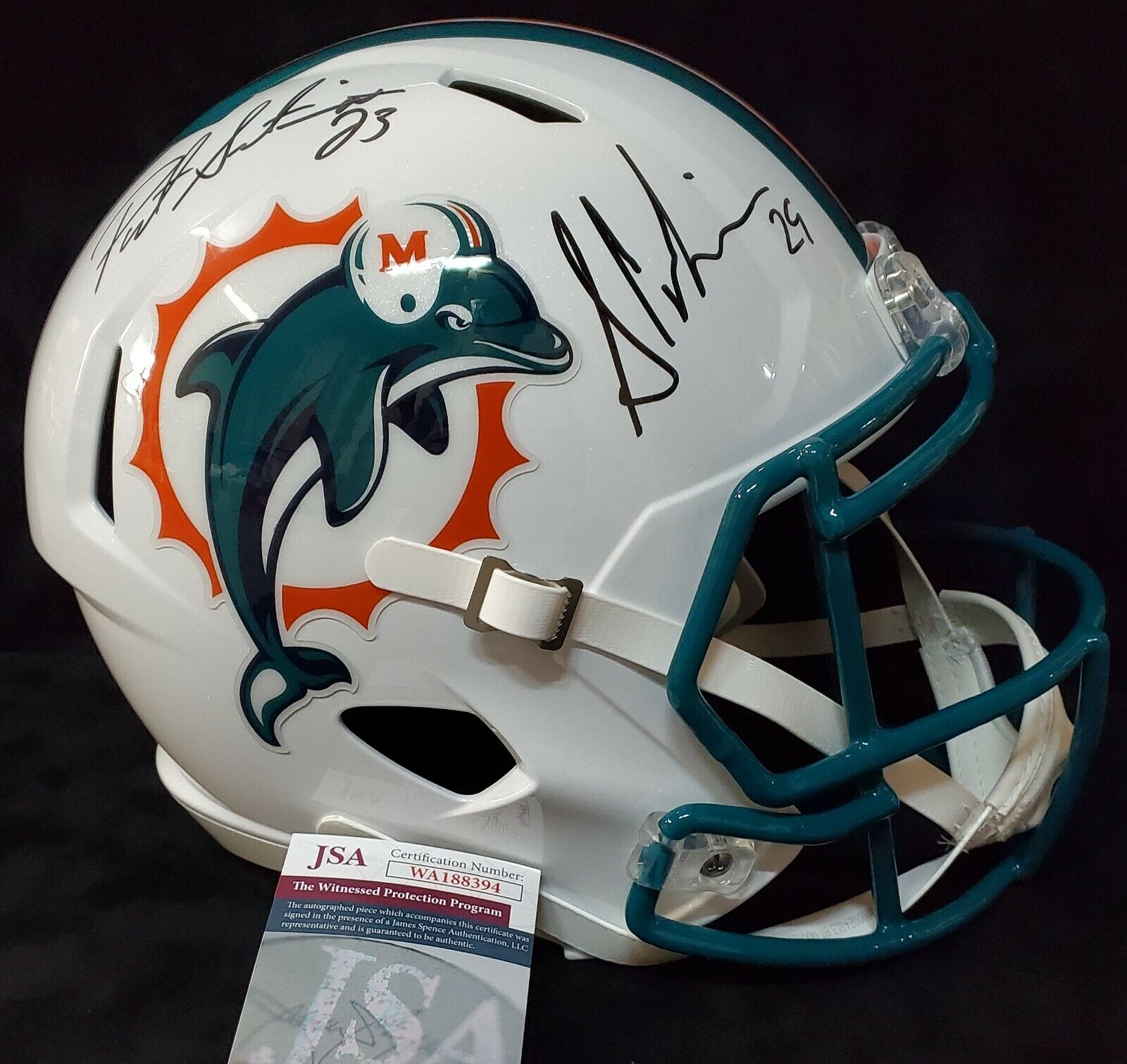 MVP Authentics Miami Dolphins Pat Surtain Sam Madison Signed F/S Speed Replica Helmet Jsa Coa 292.50 sports jersey framing , jersey framing