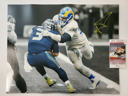 MVP Authentics Los Angeles Rams Aaron Donald Autographed Signed 16X20 Photo Jsa Coa 170.10 sports jersey framing , jersey framing