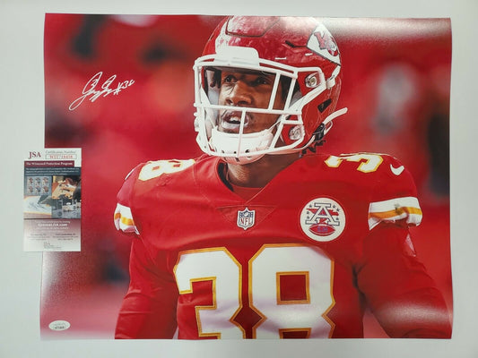 MVP Authentics Kansas City Chiefs L'jarius Sneed Autographed Signed 16X20 Photo Jsa Coa 85.50 sports jersey framing , jersey framing