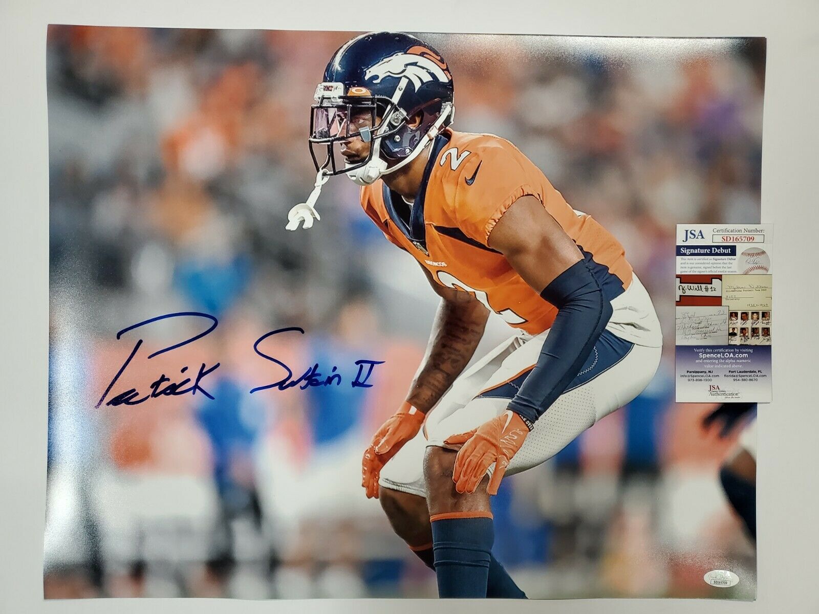 MVP Authentics Denver Broncos Patrick Surtain Ii Autographed Signed 16X20 Photo Jsa Coa 107.10 sports jersey framing , jersey framing