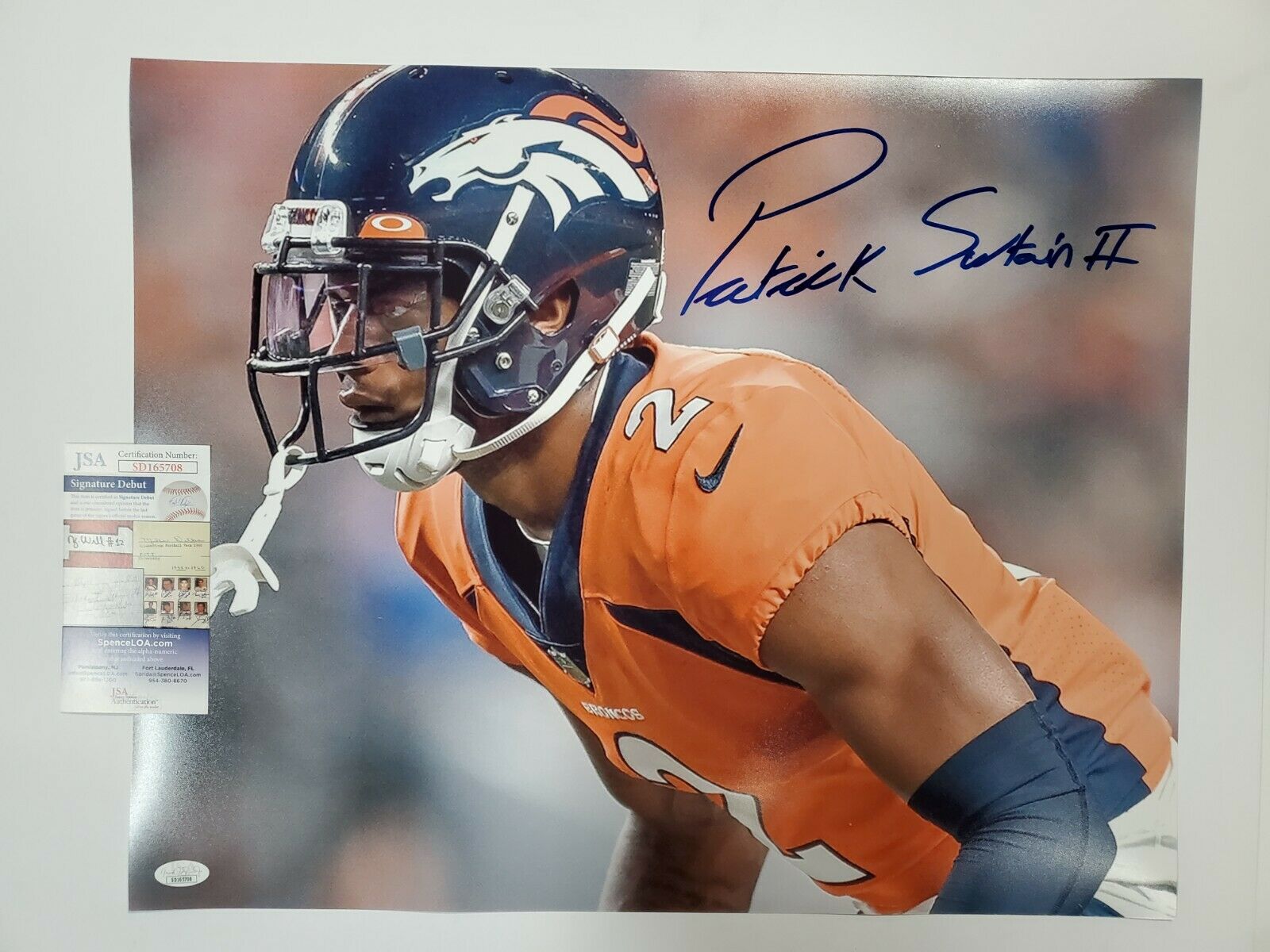 MVP Authentics Denver Broncos Patrick Surtain Ii Autographed Signed 16X20 Photo Jsa Coa 107.10 sports jersey framing , jersey framing