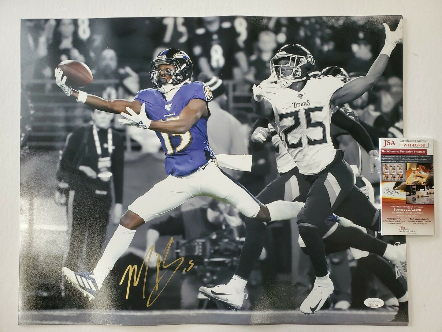 MVP Authentics BALTIMORE RAVENS MARQUISE BROWN AUTOGRAPHED SIGNED 16x20 PHOTO JSA  COA 89.10 sports jersey framing , jersey framing