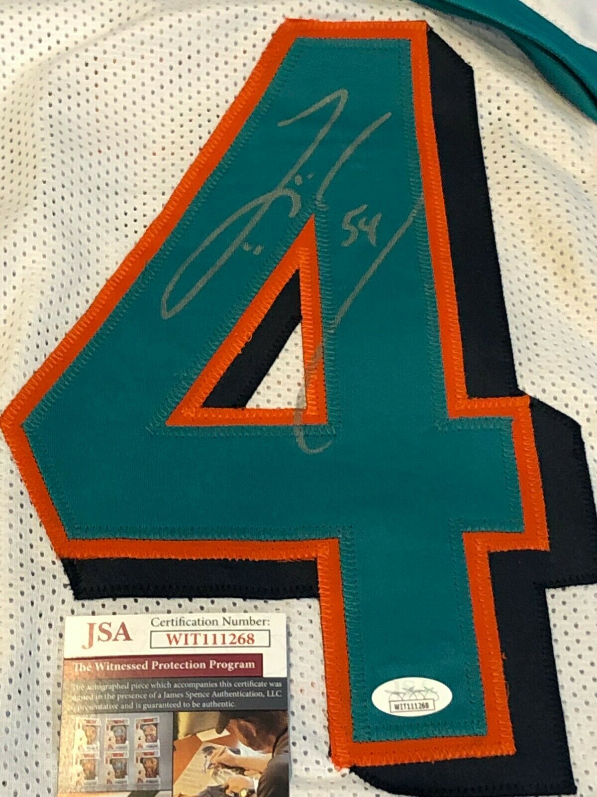 MVP Authentics Miami Dolphins Zach Thomas Autographed Signed Jersey Jsa  Coa 179.10 sports jersey framing , jersey framing