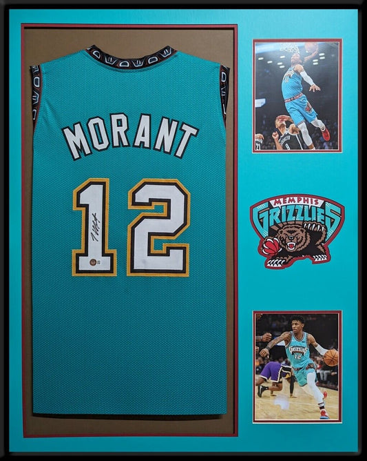 MVP Authentics Framed Memphis Grizzlies Ja Morant Autographed Signed Jersey Beckett Holo 765 sports jersey framing , jersey framing