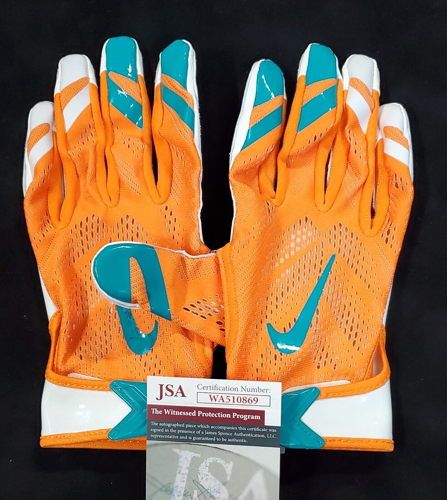 MVP Authentics Miami Dolphins Jevon Holland Autographed Signed Logo Gloves Jsa Coa 126 sports jersey framing , jersey framing