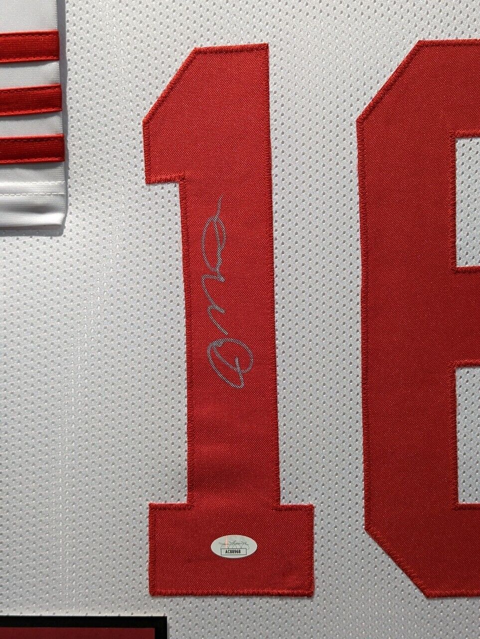 MVP Authentics Framed San Francisco 49Ers Joe Montana Autographed Signed Jersey Jsa Coa 630 sports jersey framing , jersey framing