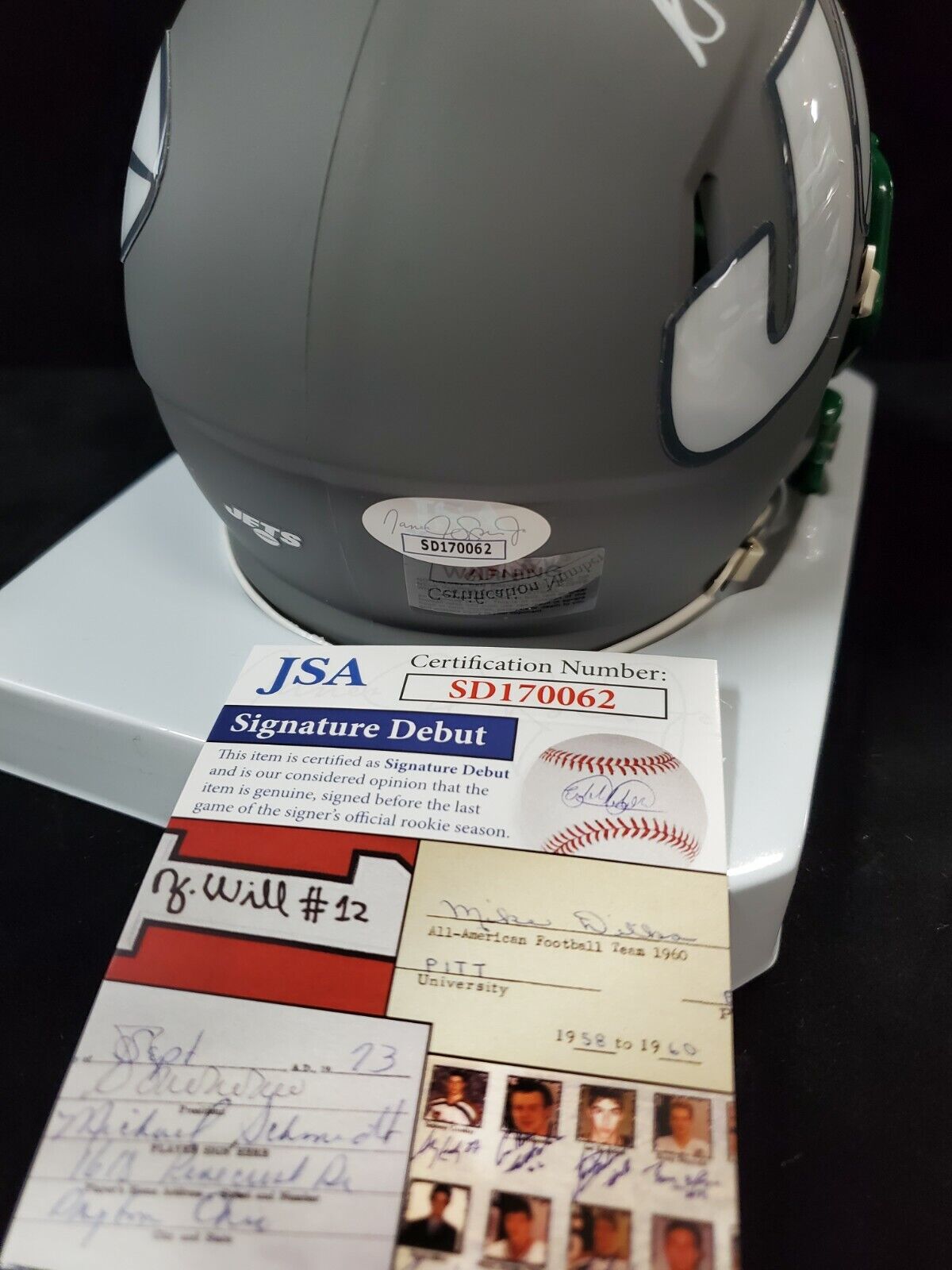 MVP Authentics N.Y. Jets Alijah Vera-Tucker Autographed Signed Amp Mini Helmet Jsa Coa 134.10 sports jersey framing , jersey framing