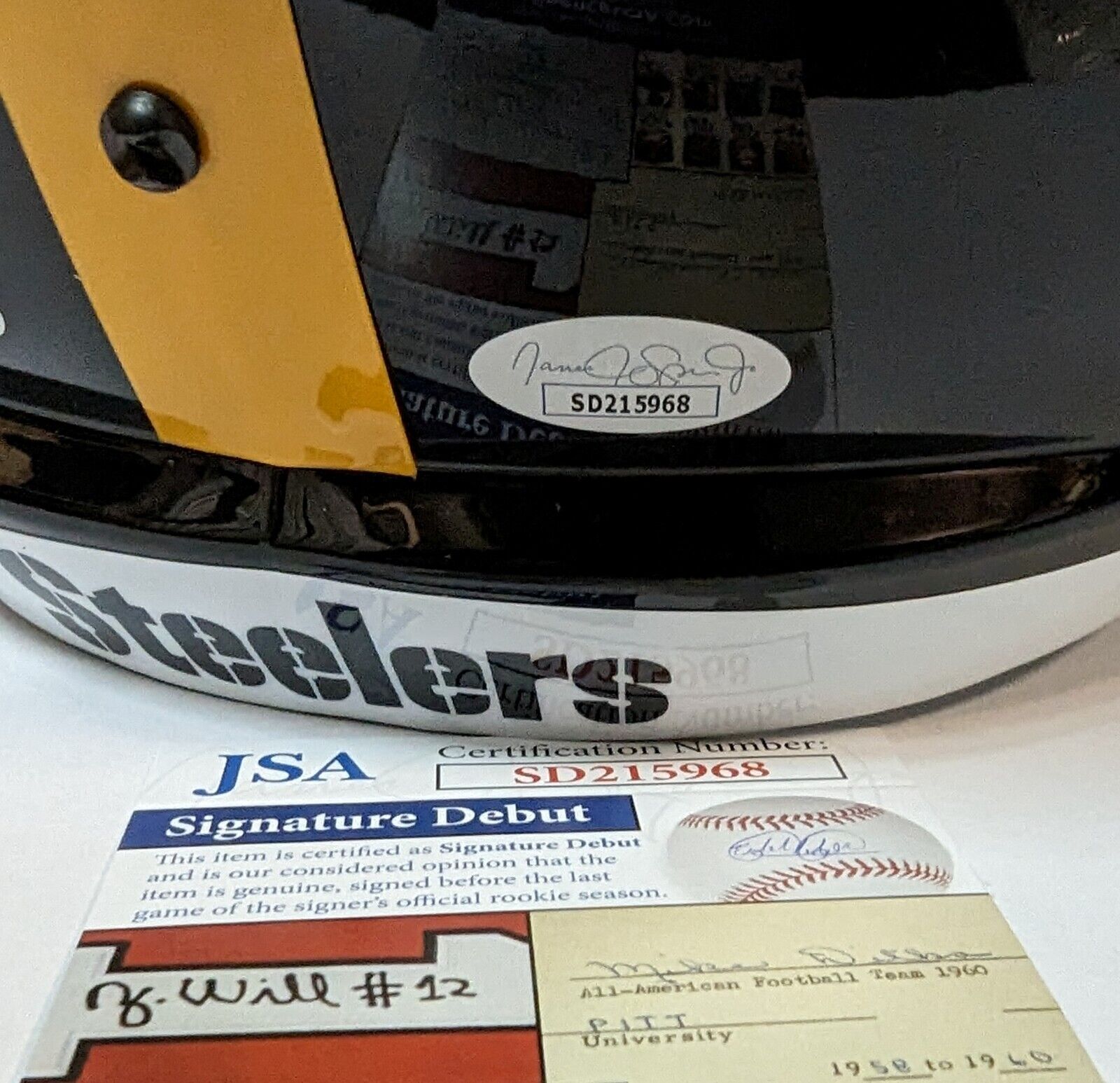 MVP Authentics Pittsburgh Steelers Joey Porter Jr Signed Full Size Speed Rep Helmet Jsa Coa 292.50 sports jersey framing , jersey framing