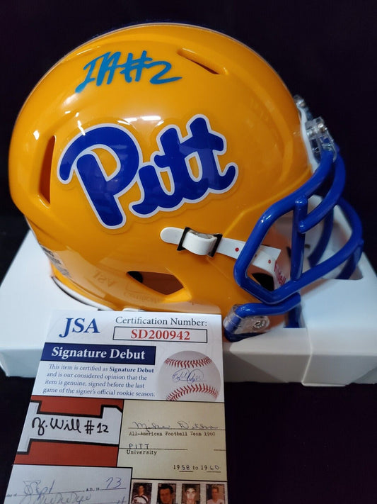 MVP Authentics Pitt Panthers Israel Izzy Abanikanda Signed Speed Mini Helmet Jsa Coa 90 sports jersey framing , jersey framing