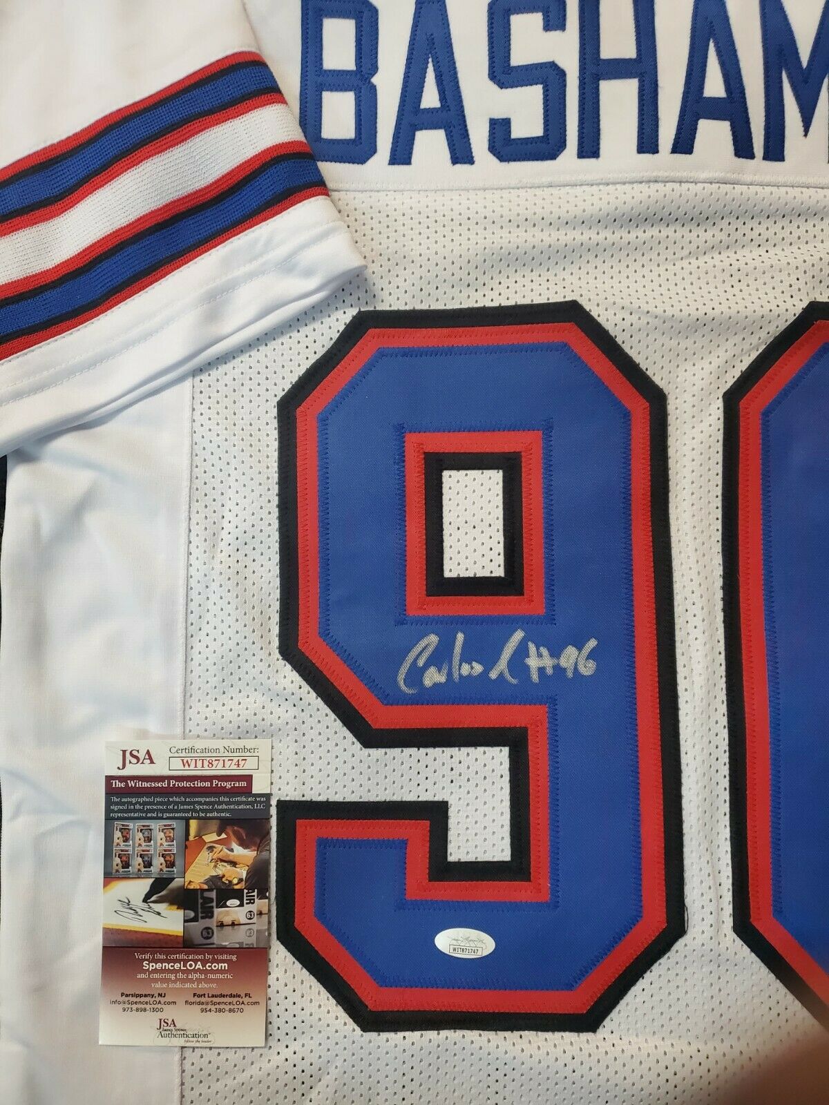 MVP Authentics Buffalo Bills Carlos "Boogie" Basham Jr Autographed Signed Jersey Jsa Coa 126 sports jersey framing , jersey framing