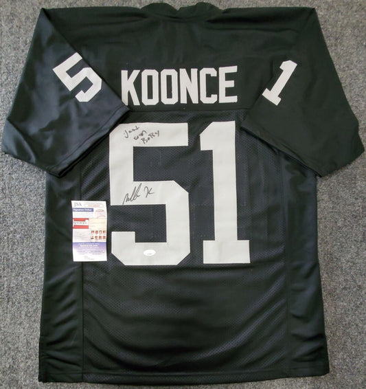 MVP Authentics Las Vegas Raiders Malcolm Koonce Autographed Inscribed Jersey Jsa Coa 112.50 sports jersey framing , jersey framing