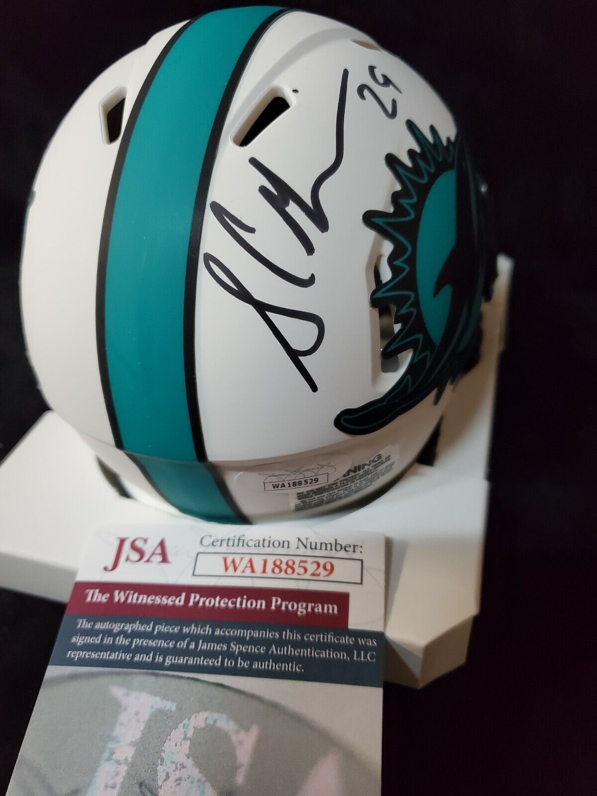 MVP Authentics Miami Dolphins Sam Madison Autographed Lunar Mini Helmet Jsa Coa 99 sports jersey framing , jersey framing