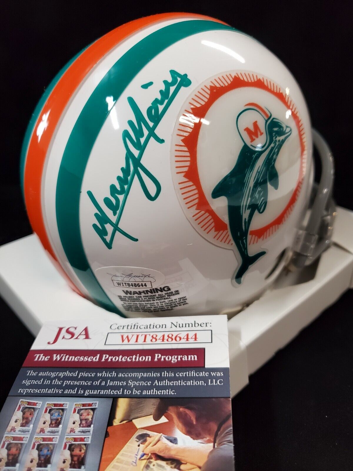 MVP Authentics Miami Dolphins Mercury Morris Autographed Signed Mini Helmet Jsa Coa 72 sports jersey framing , jersey framing