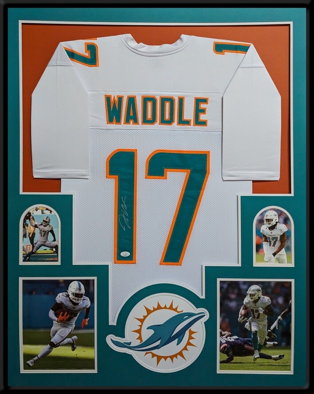 MVP Authentics Framed Miami Dolphins Jaylen Waddle Autographed Signed Jersey Jsa Coa 585 sports jersey framing , jersey framing