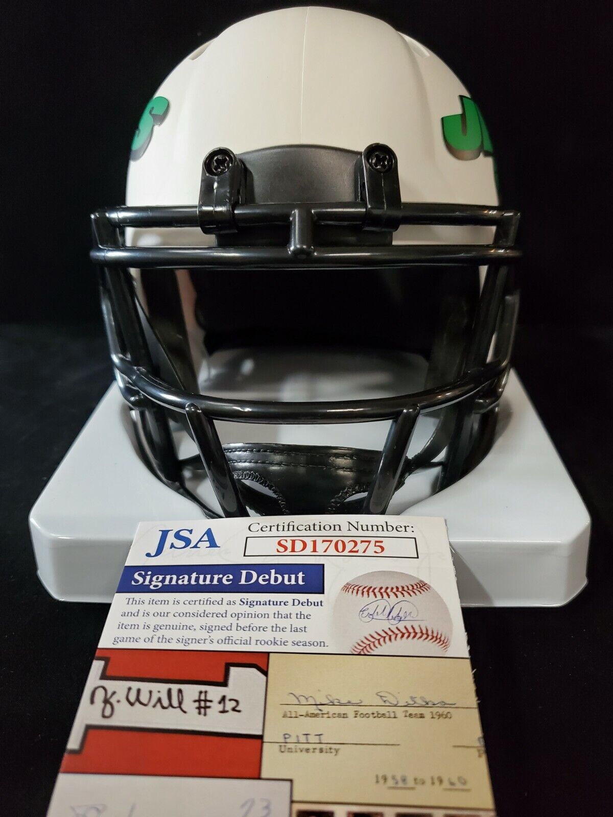 MVP Authentics N.Y. Jets Alijah Vera-Tucker Autographed Signed Lunar Mini Helmet Jsa Coa 134.10 sports jersey framing , jersey framing