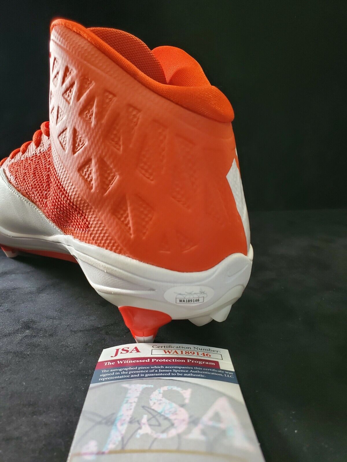 MVP Authentics Miami Hurricanes Jeremy Shockey Autographed Signed Cleat Jsa Coa 121.50 sports jersey framing , jersey framing