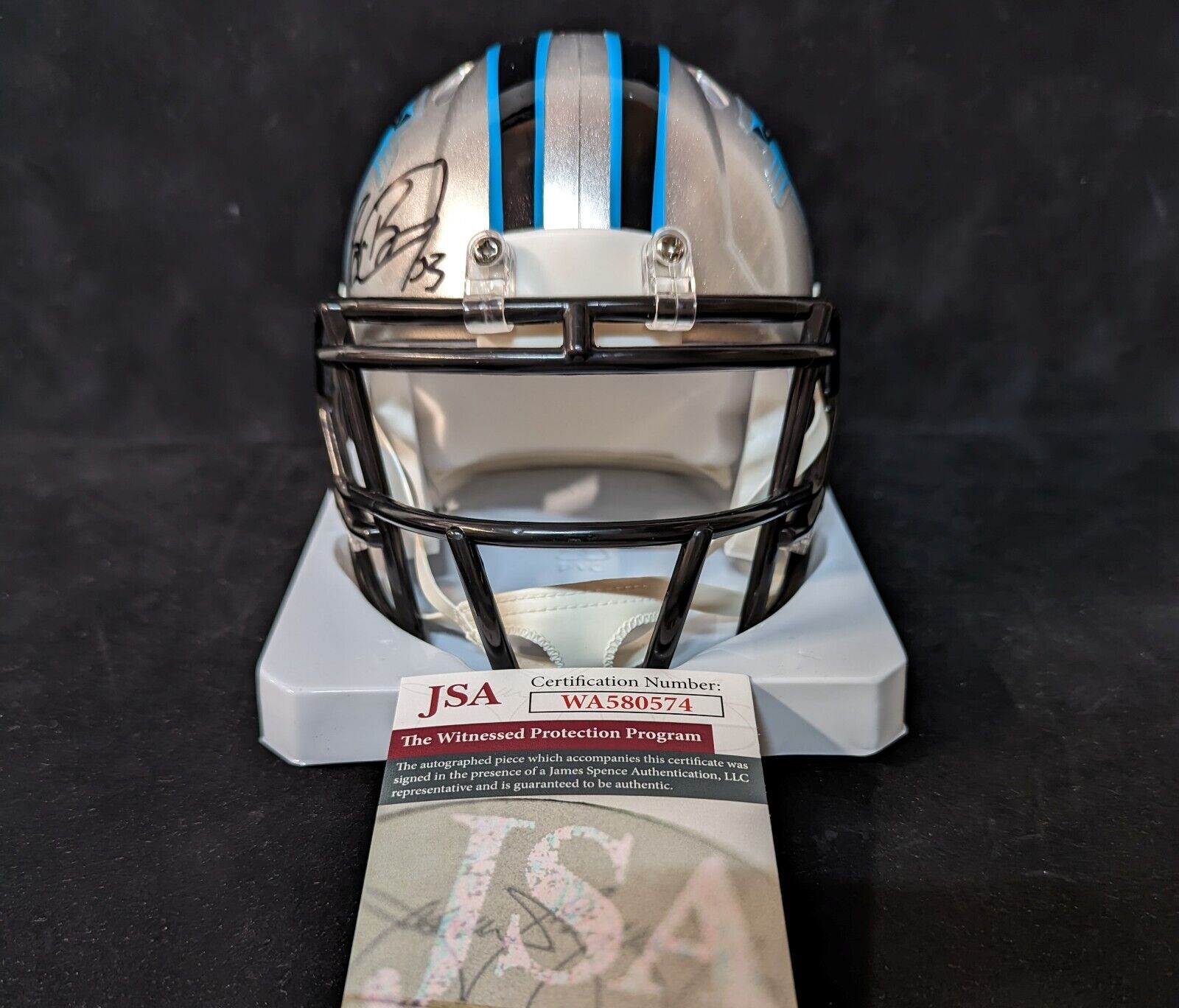 MVP Authentics Carolina Panthers Brian Burns Signed  Speed Mini Helmet Jsa Coa 135 sports jersey framing , jersey framing