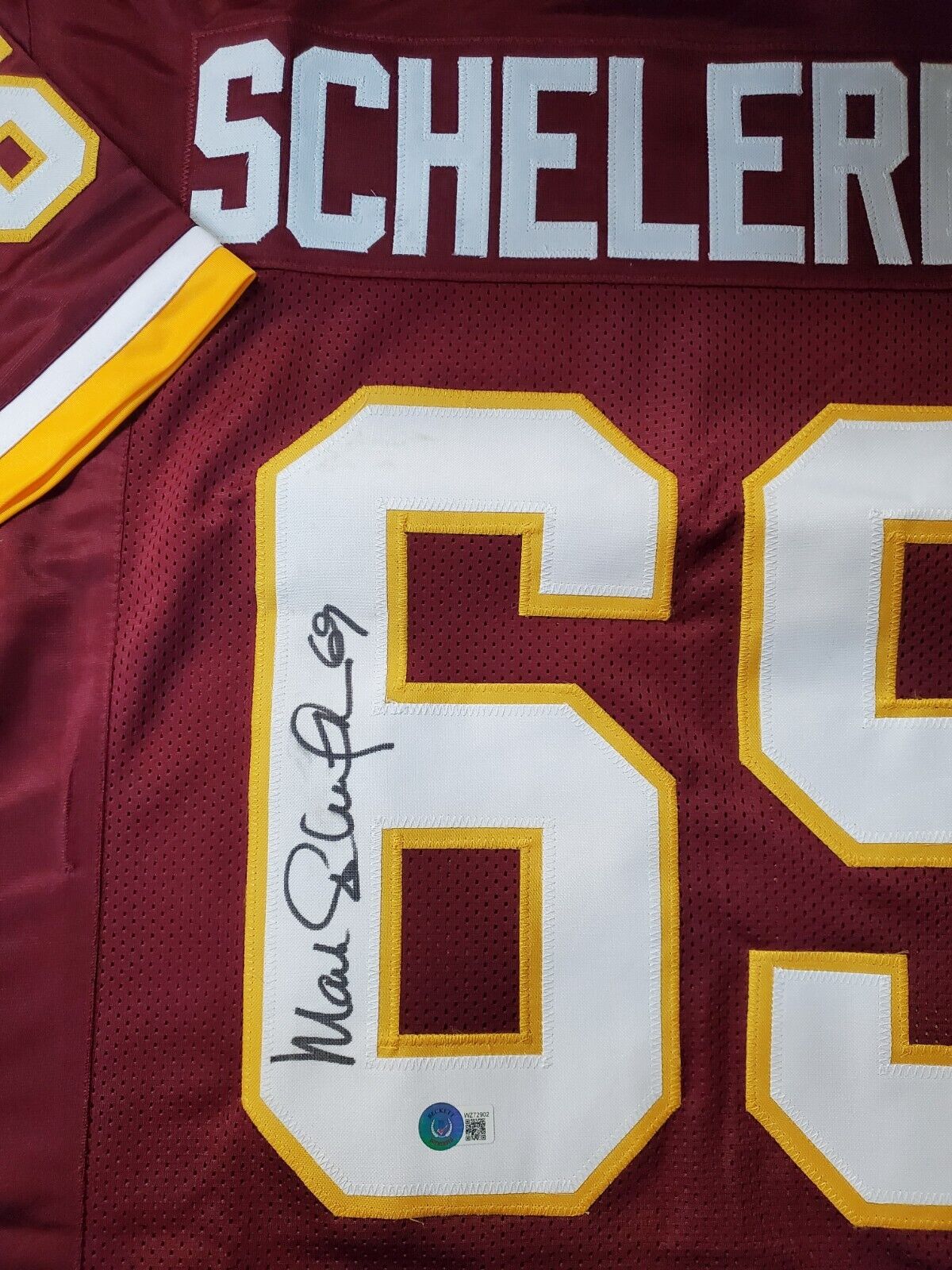 MVP Authentics Washington Football Mark Schelereth Autographed Signed Jersey Beckett Holo 67.50 sports jersey framing , jersey framing