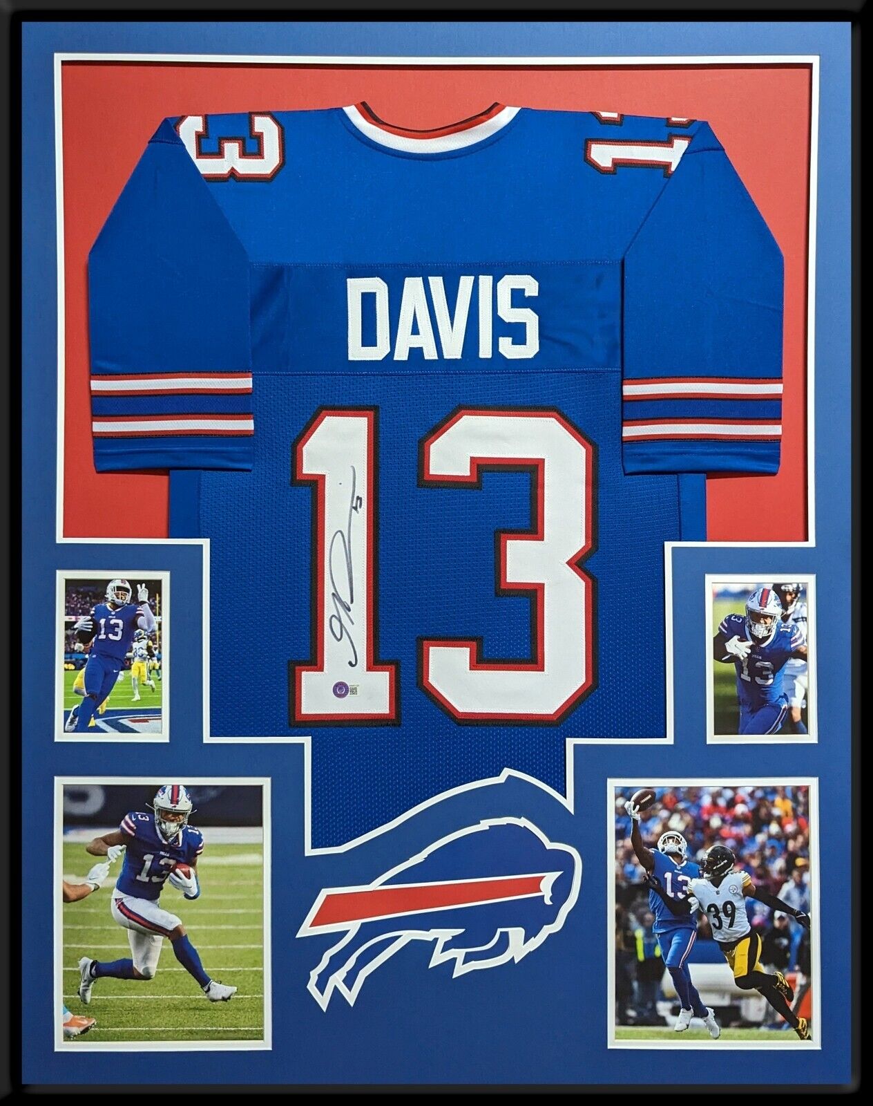 MVP Authentics Framed Buffalo Bills Gabe Davis Autographed Signed Jersey Beckett Holo 427.50 sports jersey framing , jersey framing