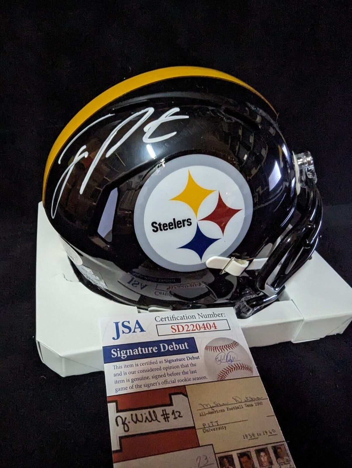 MVP Authentics Pittsburgh Steelers Joey Porter Jr Autographed Speed Mini Helmet Jsa Coa 135 sports jersey framing , jersey framing