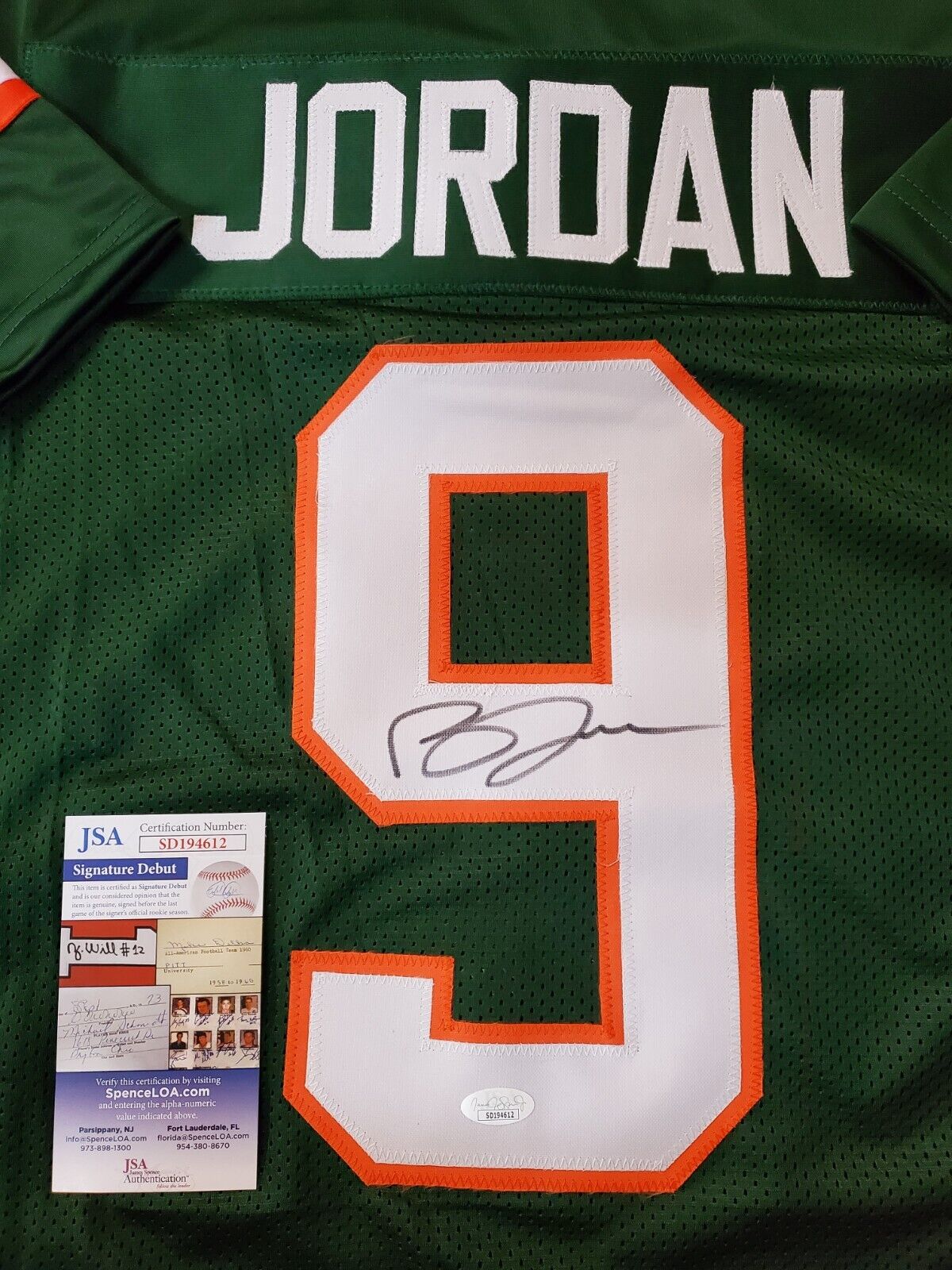 MVP Authentics Miami Hurricanes Brevin Jordan Autographed Signed Jersey Jsa  Coa 103.50 sports jersey framing , jersey framing
