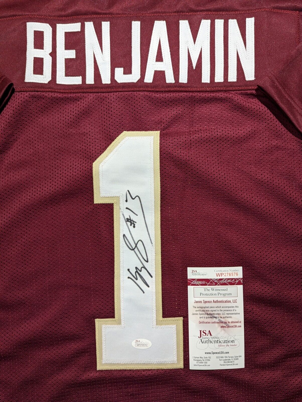 MVP Authentics Florida State Seminoles Kelvin Benjamin Autographed Signed Jersey Jsa Coa 126 sports jersey framing , jersey framing