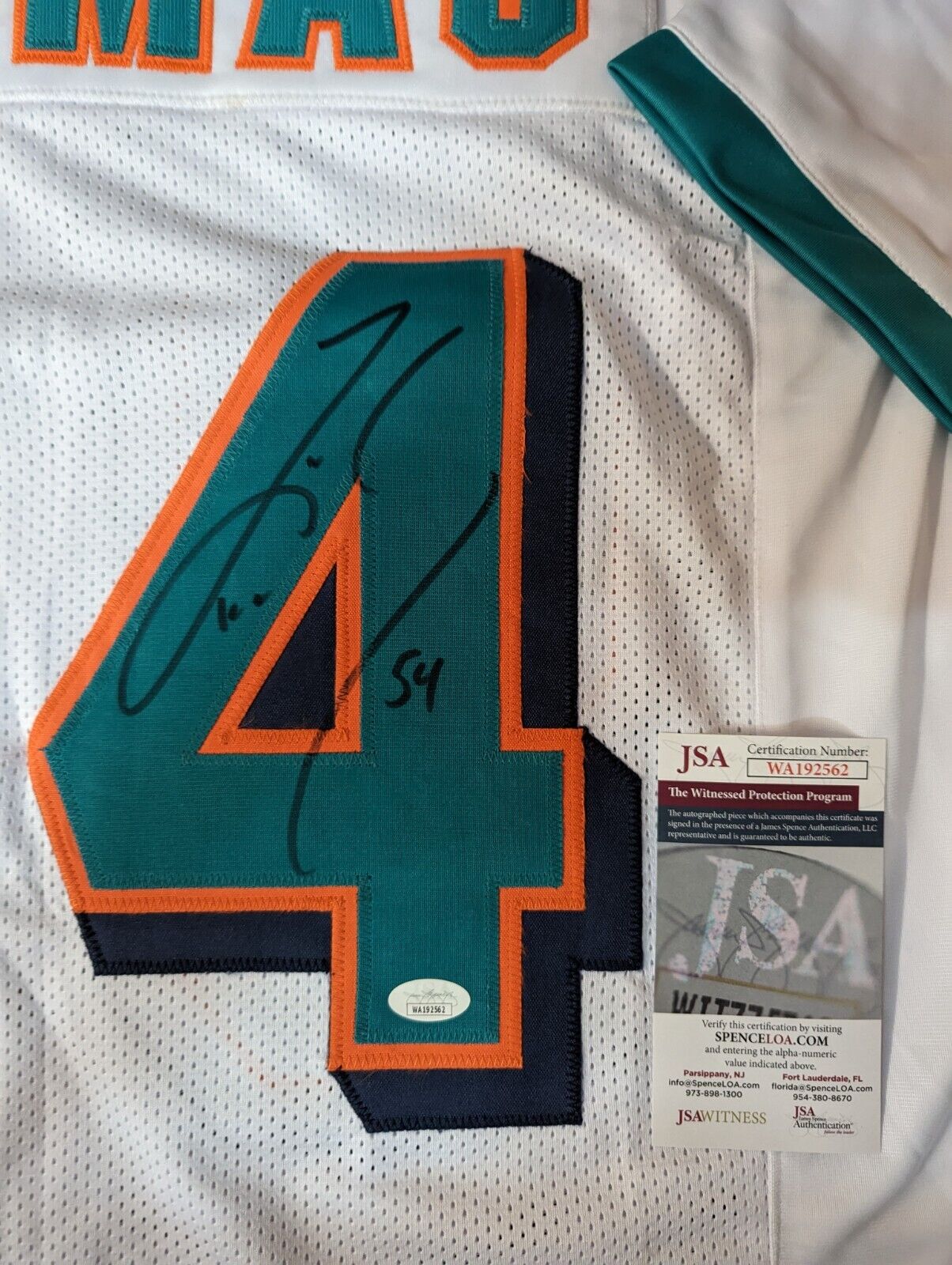 MVP Authentics Miami Dolphins Zach Thomas Autographed Signed Jersey Jsa  Coa 179.10 sports jersey framing , jersey framing