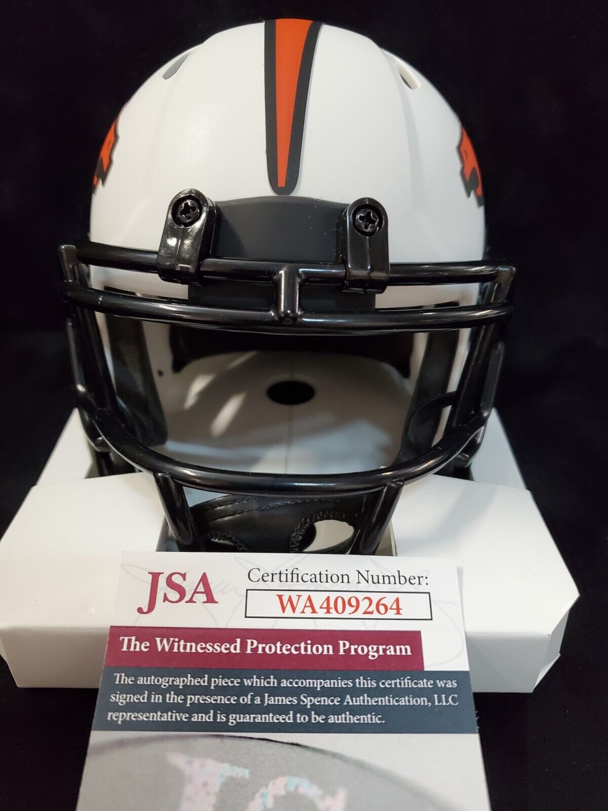 MVP Authentics Denver Broncos Tim Patrick Signed Lunar Mini Helmet Jsa Coa 103.50 sports jersey framing , jersey framing