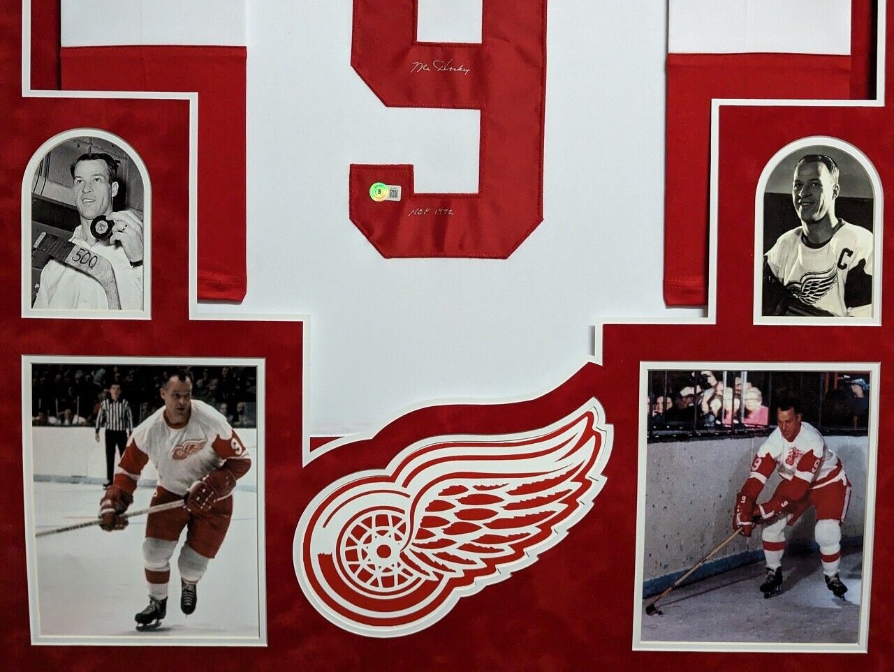 MVP Authentics Suede Framed Detroit Red Wings Gordie Howe Autographed Inscribed Jersey Beckett 2025 sports jersey framing , jersey framing