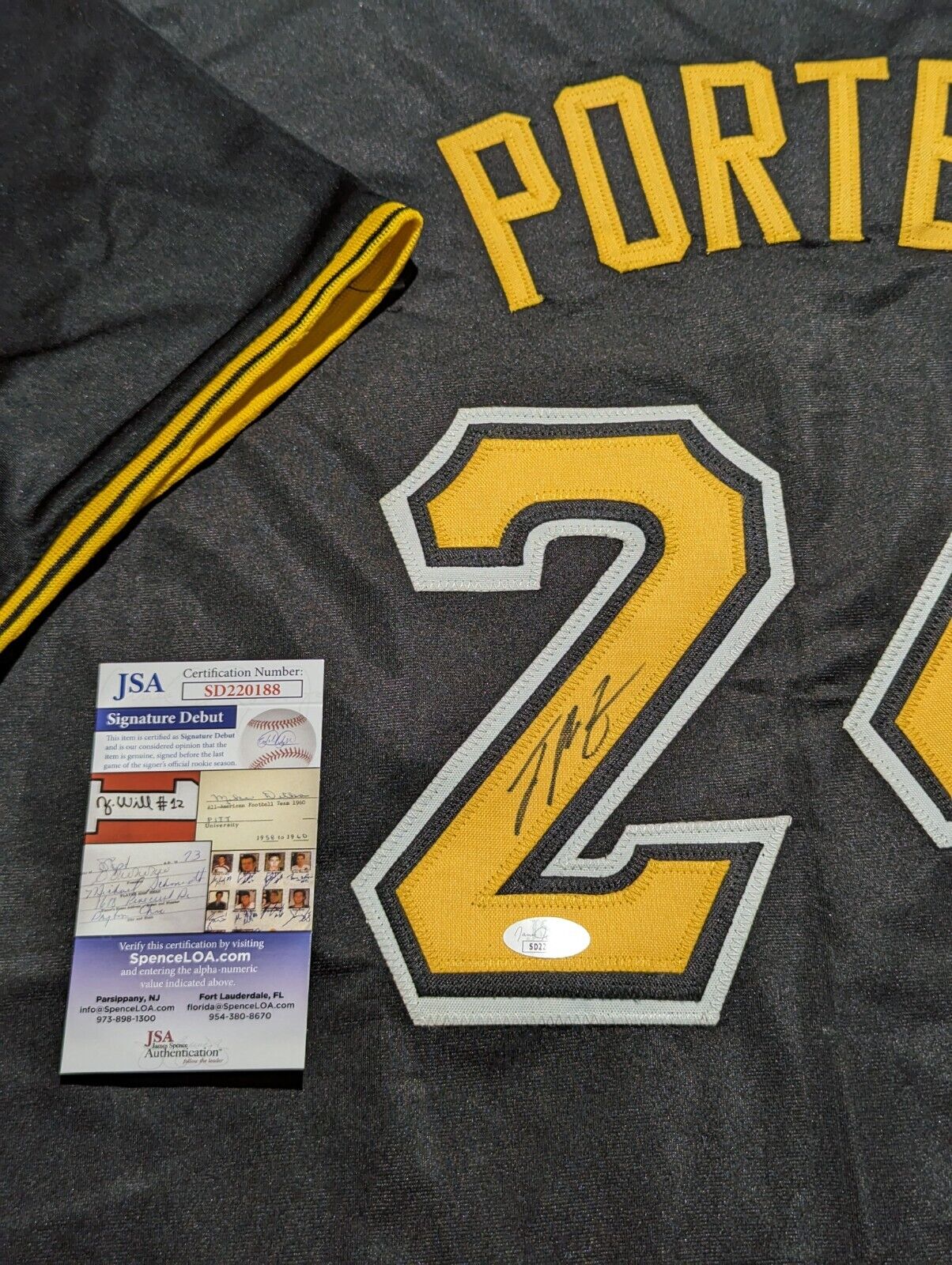 MVP Authentics Pittsburgh Steelers Joey Porter Jr Autographed Pirates Style Jersey Jsa Coa 117 sports jersey framing , jersey framing